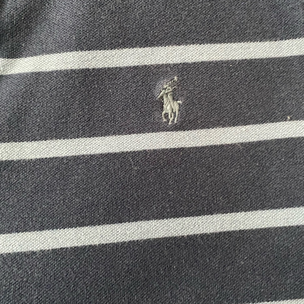 Ralph Lauren Navy and White Striped Polo Shirt